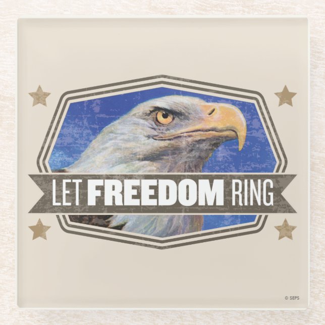 Posavasos De Vidrio Eagle-Deje el anillo de la libertad (Anverso)