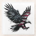 Posavasos De Vidrio Eagle Shadow – Abstract Patriotic Silhouette Art<br><div class="desc">A powerful blend of symbolism and art. This abstract eagle silhouette carries fragments of the American flag within its wings,  evoking strength and resilience. Designed in a shadowy,  minimalistic style with no background,  it’s perfect for unique 4th of July t-shirts,  posters,  or statement gifts.</div>