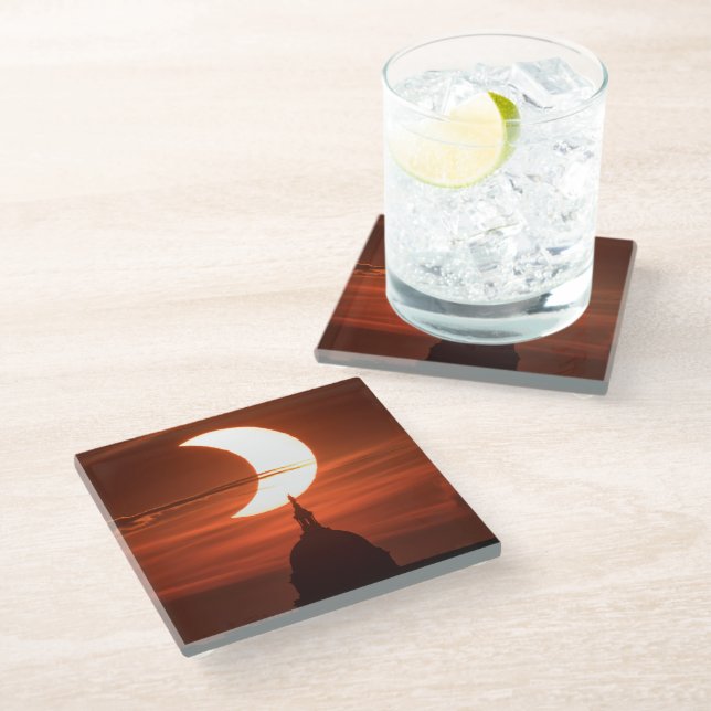 Posavasos De Vidrio Eclipse solar 2021 (Angular)