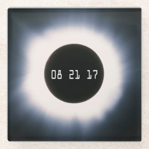 Posavasos De Vidrio Eclipse solar total en blanco y negro