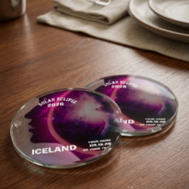 Posavasos De Vidrio Eclipse total de sol agosto 2026 texto personaliza