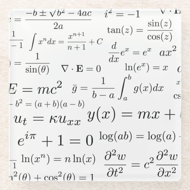 Posavasos De Vidrio Ecuaciones del práctico de costa del vidrio de la (Anverso)