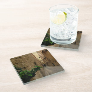 Posavasos De Vidrio Edificios Y Entrenadores Medievales De La Calle Ce