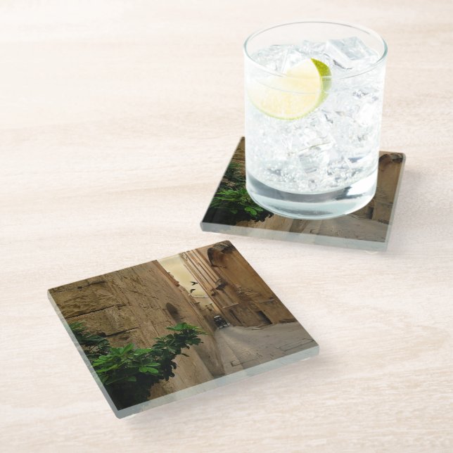 Posavasos De Vidrio Edificios Y Entrenadores Medievales De La Calle Ce (Angular)