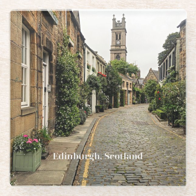 Posavasos De Vidrio Edimburgo, Escocia, paisaje urbano (Anverso)