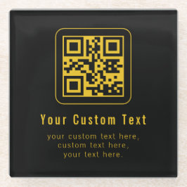 Posavasos De Vidrio Editable QR Code & Text Template | Black & Gold