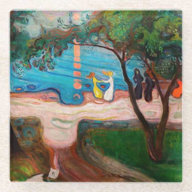 Posavasos De Vidrio Edvard Munch - Baile en la playa (Anverso)