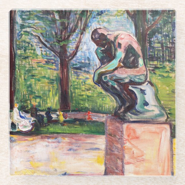 Posavasos De Vidrio Edvard Munch - El pensador de Rodin (Anverso)