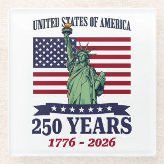 Posavasos De Vidrio EE. UU. Estatua de la Libertad 250 años 1776-2026