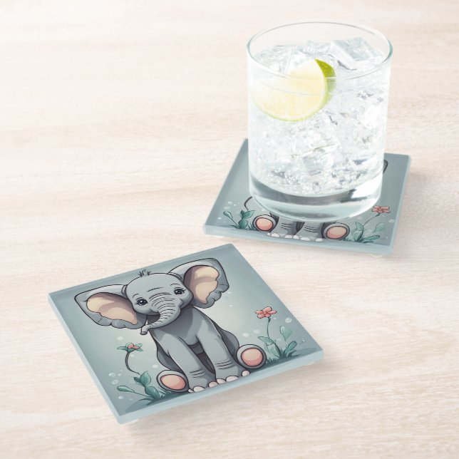 Posavasos De Vidrio Eelefante de sentada suave (Angular)
