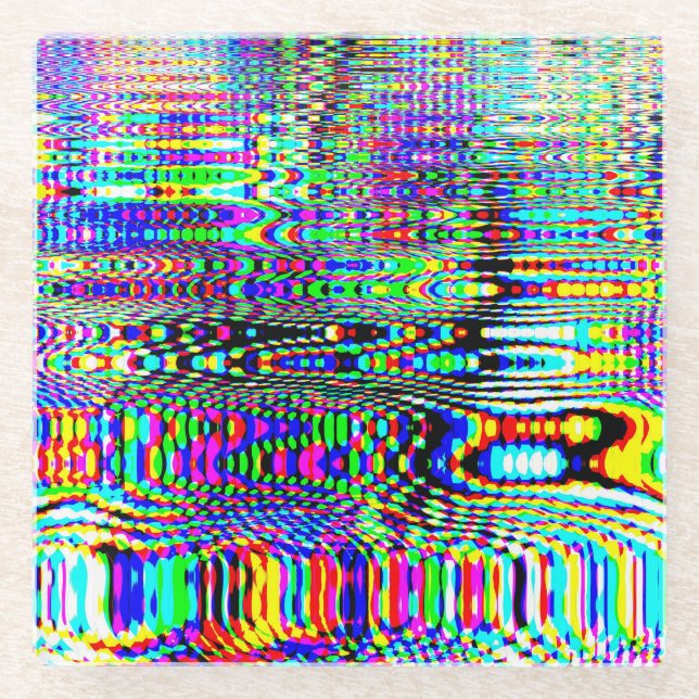 Posavasos De Vidrio Efectos digitales: diseño abstracto multicolor (Anverso)