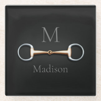 Posavasos De Vidrio Eggbutt Snaffle Bit Monogramado Ecuestre