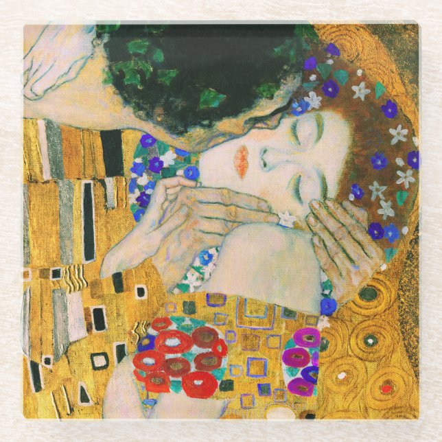 Posavasos De Vidrio El beso de Gustav Klimt (Anverso)