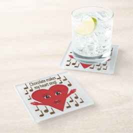 Posavasos De Vidrio "¡El chocolate hace que mi corazón cante!" Corazón