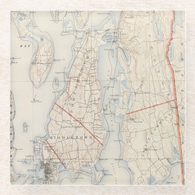 Posavasos De Vidrio El condado de Newport, Rhode Island (Anverso)