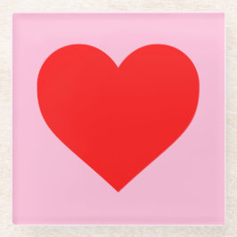 Posavasos De Vidrio El corazón rojo golpea al pastel rosado