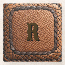 Posavasos De Vidrio El cuero elegante parece de estilo occidental