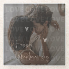 Posavasos De Vidrio El día de San Valentín personalizado Foto de parej