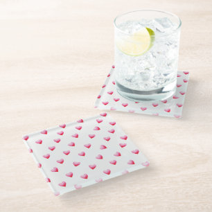 Posavasos De Vidrio El día de San Valentín romántico de corazón rojo