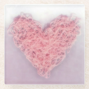 Posavasos De Vidrio El Día de San Valentín Rosado Corazón de punto par