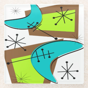 Posavasos De Vidrio El diseño de boomerang inspirado en la era atómi