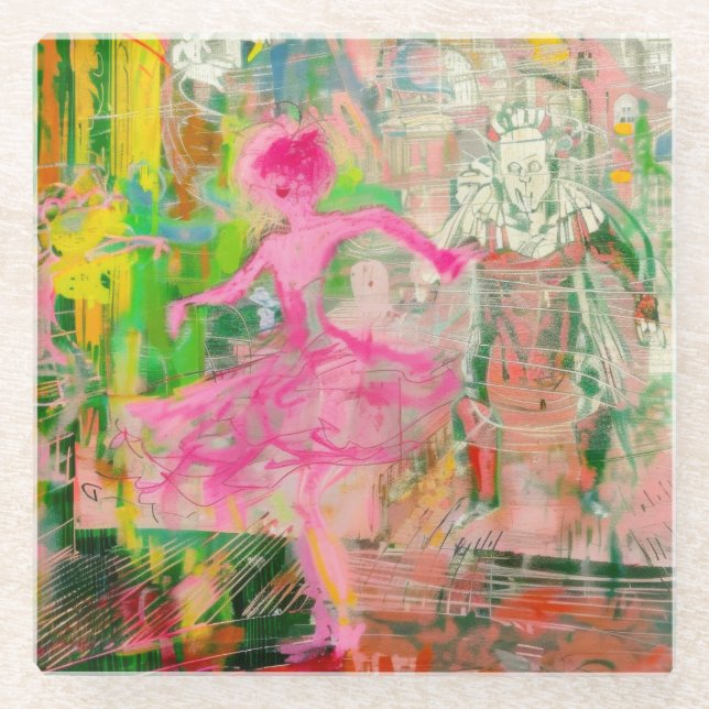 Posavasos De Vidrio El estalker - Neon Ballet Chaos (Anverso)