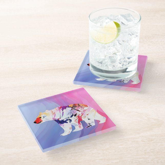 Posavasos De Vidrio El Explorador Ártico Pastel en Acuarela (Angular)