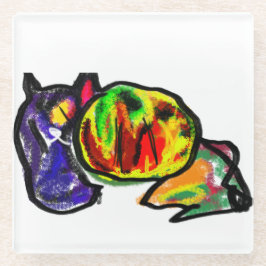 Posavasos De Vidrio El gato negro espera el otoño