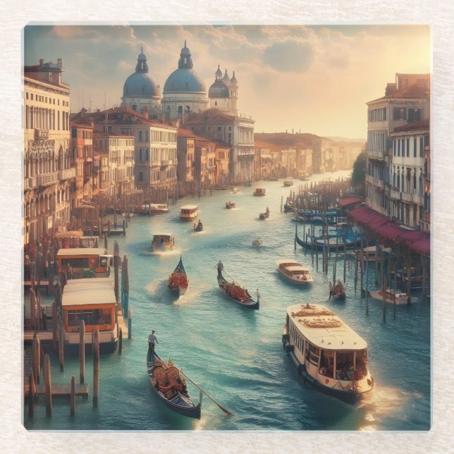 Posavasos De Vidrio El Gran Canal de Venecia Italia Viaje (Anverso)