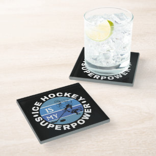 Posavasos De Vidrio El Hockey Sobre Hielo Es Mi Superpotencia