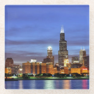 Posavasos De Vidrio El horizonte de Chicago del planetario de Adler