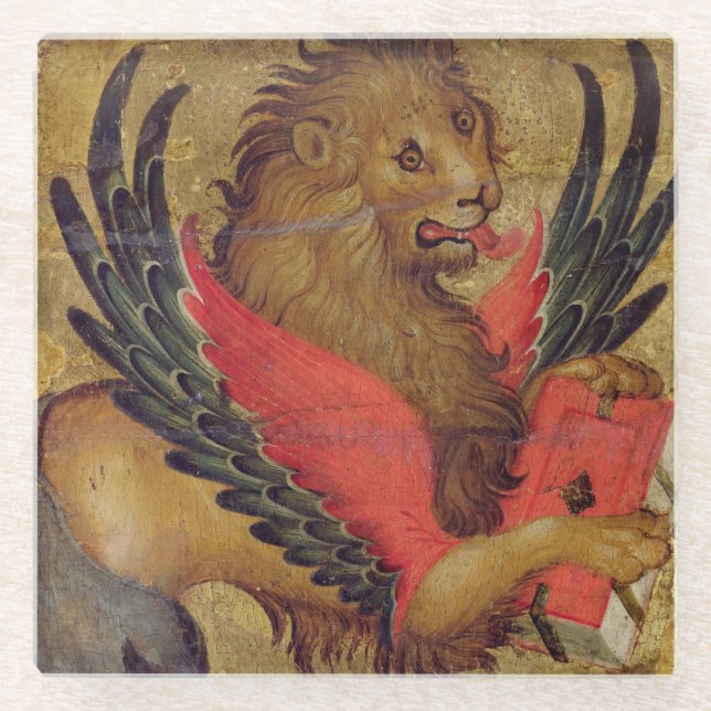 Posavasos De Vidrio El león de St Mark (aceite en el panel) (Anverso)
