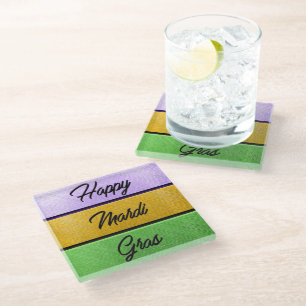 Posavasos De Vidrio El Mardi Gras de SlipperyJoe es metalizado color v