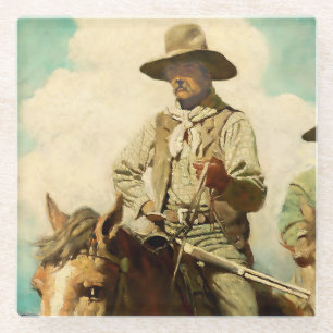 Posavasos De Vidrio El Marshal Enjuto Arte Occidental por NC Wyeth