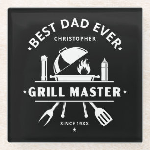 Posavasos De Vidrio El mejor papá del mundo Maestro de la parrilla n