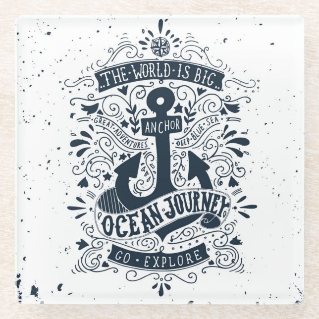 Posavasos De Vidrio El mundo es grande - vaya exploran (Anverso)