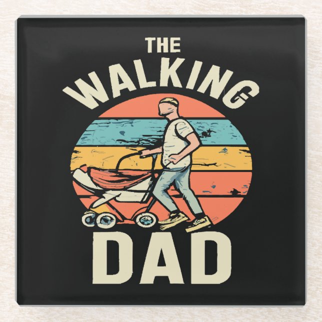 Posavasos De Vidrio el papá que camina (Anverso)