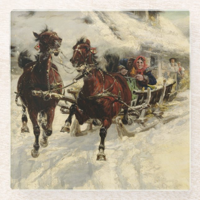 Posavasos De Vidrio El paseo del trineo, 1896 (aceite en lona) (Anverso)