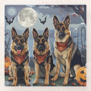 Posavasos De Vidrio El pastor alemán Halloween Spooky
