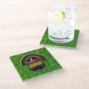 Posavasos De Vidrio El pavo orgulloso de SlipperyJoe come jamón colgar