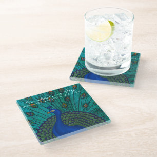 Posavasos De Vidrio El pavo real