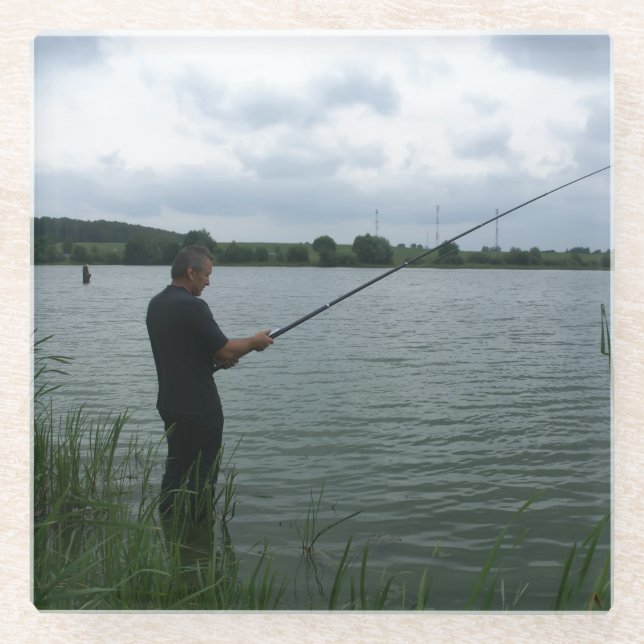 Posavasos De Vidrio El pescador por la noche (Anverso)