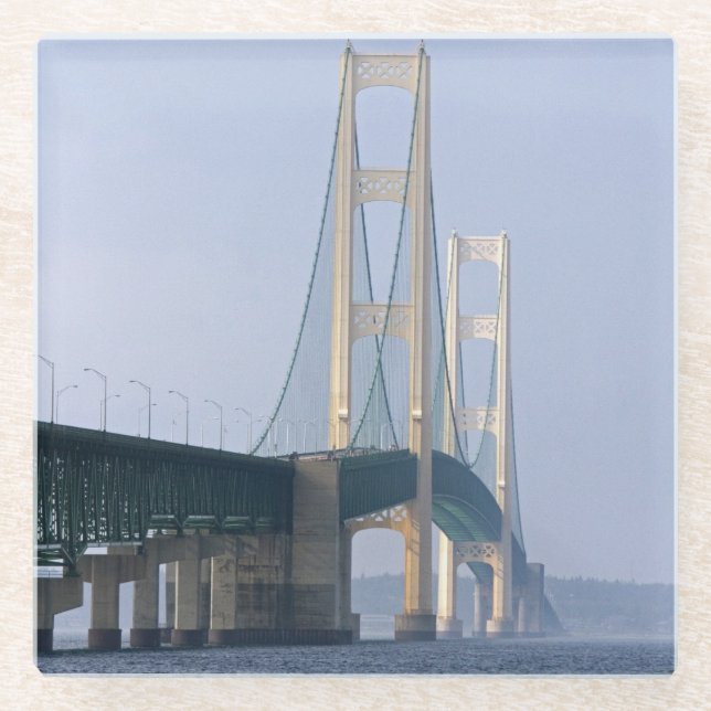Posavasos De Vidrio El puente de Mackinac (Anverso)