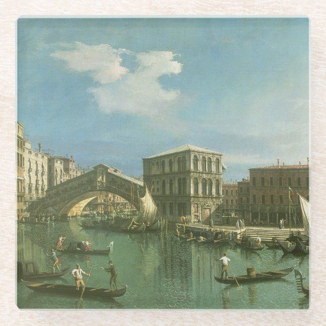 Posavasos De Vidrio El puente de Rialto, Venecia (Anverso)
