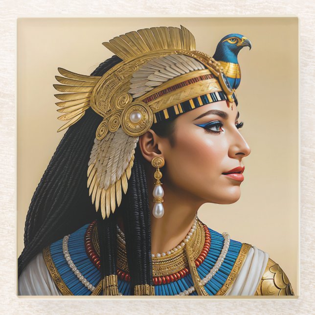 Posavasos De Vidrio "El realismo de Cleopatra VII: un retrato" (Anverso)