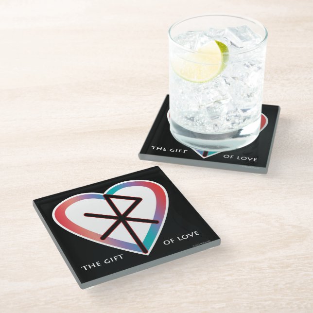 Posavasos De Vidrio El regalo de amor Bindrune Glass Coaster (Angular)