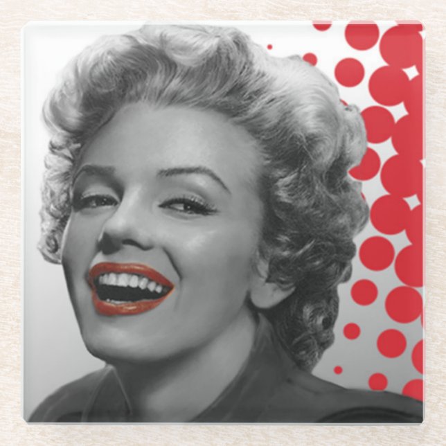 Posavasos De Vidrio El rojo puntea a Marilyn (Anverso)