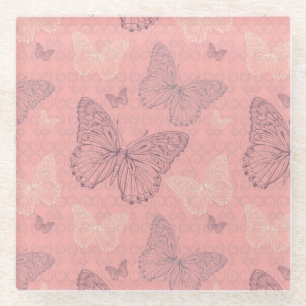 Posavasos De Vidrio El rosa de la mariposa