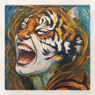 Posavasos De Vidrio El rugido del corazón salvaje - Tigres coloridos