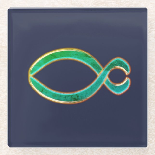 Posavasos De Vidrio El símbolo de Fish Christian. (Anverso)